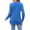 imageLYANER Womens Long Sleeve Top V Neck Pleated 2024 Spring Fashion Blouse T ShirtsBlue