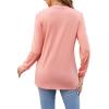 imageLYANER Womens Long Sleeve Top V Neck Pleated 2024 Spring Fashion Blouse T ShirtsPink