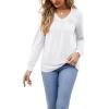 imageLYANER Womens Long Sleeve Top V Neck Pleated 2024 Spring Fashion Blouse T ShirtsWhite