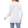 imageLYANER Womens Long Sleeve Top V Neck Pleated 2024 Spring Fashion Blouse T ShirtsWhite