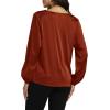 imageLYANER Womens Satin Silky Cowl Neck Drape Ruched Front Long Sleeve Blouse Shirt TopBrown