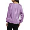 imageLYANER Womens Satin Silky Cowl Neck Drape Ruched Front Long Sleeve Blouse Shirt TopLight Purple