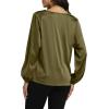 imageLYANER Womens Satin Silky Cowl Neck Drape Ruched Front Long Sleeve Blouse Shirt TopOlive Green