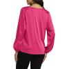 imageLYANER Womens Satin Silky Cowl Neck Drape Ruched Front Long Sleeve Blouse Shirt TopRose