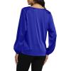 imageLYANER Womens Satin Silky Cowl Neck Drape Ruched Front Long Sleeve Blouse Shirt TopRoyal Blue