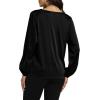 imageLYANER Womens Satin Silky Cowl Neck Drape Ruched Front Long Sleeve Blouse Shirt TopSolid Black
