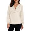 imageLYANER Womens Satin Silky Cowl Neck Drape Ruched Front Long Sleeve Blouse Shirt TopSolid Champagne