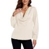 imageLYANER Womens Satin Silky Cowl Neck Drape Ruched Front Long Sleeve Blouse Shirt TopSolid Champagne
