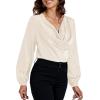 imageLYANER Womens Satin Silky Cowl Neck Drape Ruched Front Long Sleeve Blouse Shirt TopSolid Champagne