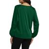 imageLYANER Womens Satin Silky Cowl Neck Drape Ruched Front Long Sleeve Blouse Shirt TopSolid Dark Green