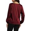 imageLYANER Womens Satin Silky Cowl Neck Drape Ruched Front Long Sleeve Blouse Shirt TopSolid Dark Purple