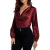 imageLYANER Womens Satin Silky Cowl Neck Drape Ruched Front Long Sleeve Blouse Shirt TopSolid Dark Purple