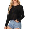 imageLYANER Womens Sheer Mesh Long Sleeve Round Neck Sexy See Through Blouse Shirt TopBlack