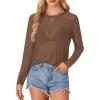 imageLYANER Womens Sheer Mesh Long Sleeve Round Neck Sexy See Through Blouse Shirt TopLight Brown