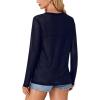 imageLYANER Womens Sheer Mesh Long Sleeve Round Neck Sexy See Through Blouse Shirt TopNavy Blue