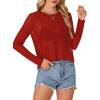 imageLYANER Womens Sheer Mesh Long Sleeve Round Neck Sexy See Through Blouse Shirt TopRed