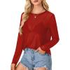 imageLYANER Womens Sheer Mesh Long Sleeve Round Neck Sexy See Through Blouse Shirt TopRed