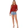 imageLYANER Womens Sheer Mesh Long Sleeve Round Neck Sexy See Through Blouse Shirt TopRed