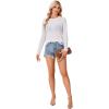 imageLYANER Womens Sheer Mesh Long Sleeve Round Neck Sexy See Through Blouse Shirt TopWhite