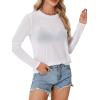 imageLYANER Womens Sheer Mesh Long Sleeve Round Neck Sexy See Through Blouse Shirt TopWhite