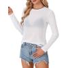 imageLYANER Womens Sheer Mesh Long Sleeve Round Neck Sexy See Through Blouse Shirt TopWhite
