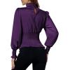imageLYANER Womens Shirred Frill Mock Neck Smocked Puff Long Sleeve Blouse TopDark Purple