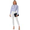 imageLYANER Womens Striped Button Down Shirts Vintage Bow Tie Collar Long Sleeve Elegant Blouse TopsBlue