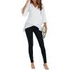 imageLYANER Womens V Neck Asymmetrical Hem Bell Long Sleeve Swing Chiffon Blouse Shirt TopsWhite
