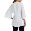imageLYANER Womens V Neck Asymmetrical Hem Bell Long Sleeve Swing Chiffon Blouse Shirt TopsWhite