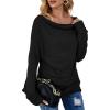 imageLYANER Womens Casual Loose Cowl Neck Ruched Stretch Long Sleeve Blouse Shirt TopBlack