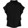 imageLYANER Womens Casual Mock Neck Ruffle Short Sleeve Summer Blouse Shirt Tops Black XLarge