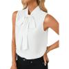 imageLYANER Womens Elegant Bow Tie Mock Neck Sleeveless Blouse Office Workwear Shirt TopWhite