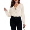 imageLYANER Womens Satin Silky Cowl Neck Drape Ruched Front Long Sleeve Blouse Shirt TopSolid Champagne
