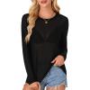 imageLYANER Womens Sheer Mesh Long Sleeve Round Neck Sexy See Through Blouse Shirt TopBlack