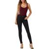 imageLYANER Womens Casual V Neck Stretch Sleeveless Tank Bodysuit Leotard TopDark Red