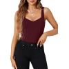 imageLYANER Womens Casual V Neck Stretch Sleeveless Tank Bodysuit Leotard TopDark Red