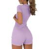 imageLYANER Womens Collar Button Down Short Sleeve One Piece Romper Playsuit Bodysuit Light Purple Large