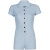 imageLYANER Womens Collar Button Front Short Sleeve One Piece Romper Playsuit BodysuitLight Blue