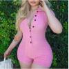 imageLYANER Womens Collar Button Front Short Sleeve One Piece Romper Playsuit BodysuitPink
