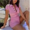 imageLYANER Womens Collar Button Front Short Sleeve One Piece Romper Playsuit BodysuitPink
