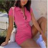 imageLYANER Womens Collar Button Front Short Sleeve One Piece Romper Playsuit BodysuitRose
