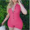 imageLYANER Womens Collar Button Front Short Sleeve One Piece Romper Playsuit BodysuitRose