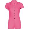 imageLYANER Womens Collar Button Front Short Sleeve One Piece Romper Playsuit BodysuitRose