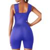 imageLYANER Womens Cut Out Crisscross Wrap Short Jumpsuit Bodysuit One Piece CatsuitBlue