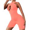 imageLYANER Womens Cut Out Crisscross Wrap Short Jumpsuit Bodysuit One Piece CatsuitCoral Pink