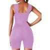 imageLYANER Womens Cut Out Crisscross Wrap Short Jumpsuit Bodysuit One Piece CatsuitLight Purple