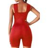imageLYANER Womens Cut Out Crisscross Wrap Short Jumpsuit Bodysuit One Piece CatsuitRed