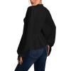 imageLYANER Womens Frill Mock Neck Shirred Ruffle Hem Puff Long Sleeve Blouse Top ShirtBlack