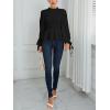 imageLYANER Womens Frill Mock Neck Shirred Ruffle Hem Puff Long Sleeve Blouse Top ShirtBlack