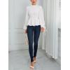 imageLYANER Womens Frill Mock Neck Shirred Ruffle Hem Puff Long Sleeve Blouse Top ShirtWhite